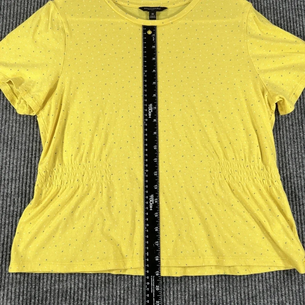 Banana Republic Shirt Womens Medium Yellow Short Sleeve Blouse Top Lightweight